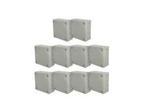 Puszka hermetyczna natynkowa 118x118x46mm 12-wlotowa z dławikami gumowymi, IP55 zamknięcie na wkręty szara EDO 10szt