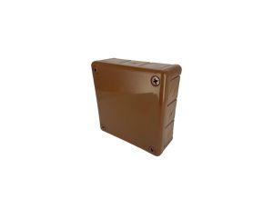 Puszka hermetyczna natynkowa 118x118x46mm 12-wlotowa, z dławikami gumowymi, IP55 zamknięcie na wkręty, brązowa EDO
