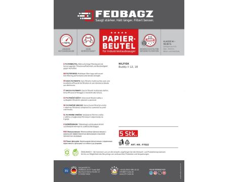 Worki papierowe Fedbagz do Nilfisk 18 l, kpl 5 szt - 2