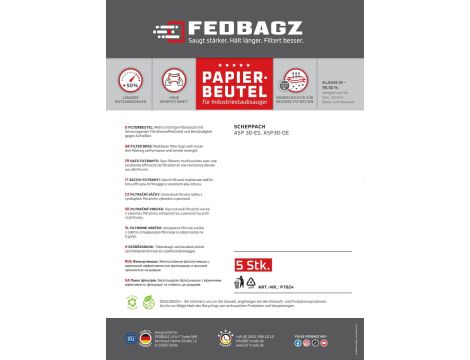 Worki papierowe Fedbagz do Scheppach 30 L, 5 szt - 2