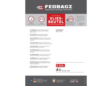 Worki materiałowe Fedbagz do Scheppach 15 l, kpl 3 szt - 3