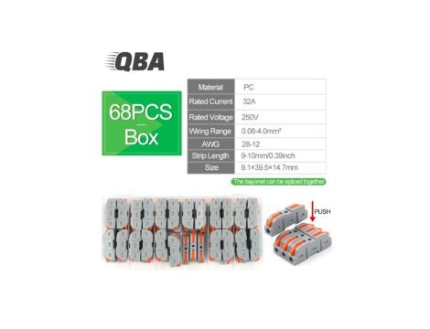 Zestaw szybkozłączek elektrycznych systemowych QNC22168X 68szt