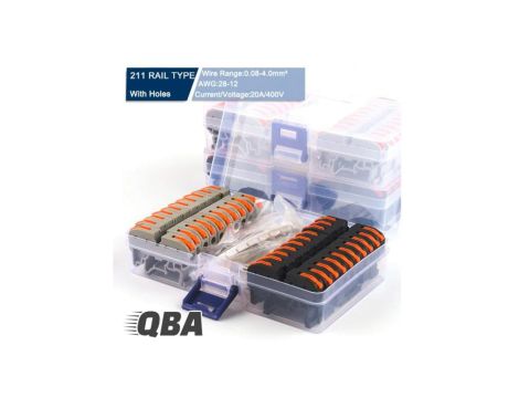 Zestaw szybkozłączek elektrycznych na szynę DIN Q211WSAX 20szt