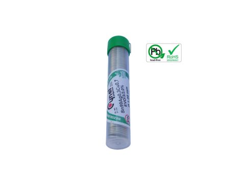 Cyna fiolka 1mm 14g Sn99Ag0,3Cu0,7 EVO/3/3.0 bezołowiowa cyna lutownicza PROFESSIONAL RoHs EKO LUX07061