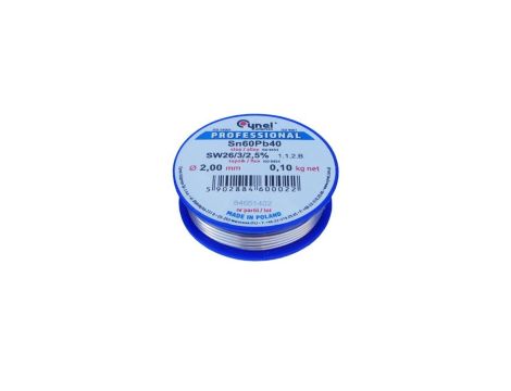 CYNEL UNIPRESS Cyna 2,00mm 100g Sn60Pb40 SW26/3/2.5 spoiwo lutownicze PROFESSIONAL
