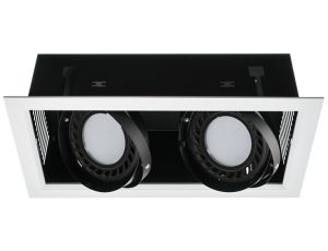 Oprawa sufitowa wpuszczana AQUA biała matowa 2xAR111 (front aluminiowy szczotkowany) LUX02515