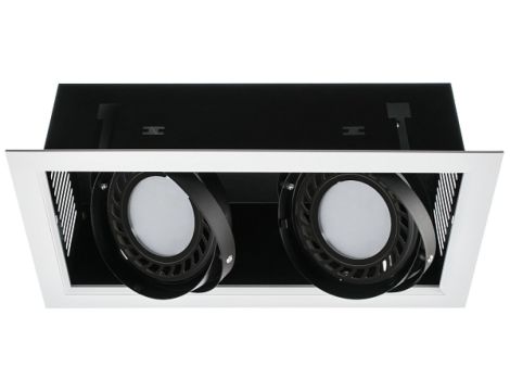 Oprawa sufitowa wpuszczana AQUA biała matowa 2xAR111 (front aluminiowy szczotkowany) LUX02515