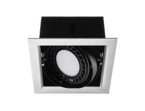 Oprawa sufitowa wpuszczana AQUA srebrny 1xAR111 (front aluminiowy szczotkowany) LUX00449