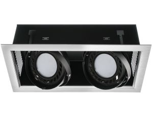 Oprawa sufitowa wpuszczana AQUA srebrny 2xAR111 (front aluminiowy szczotkowany) LUX02514