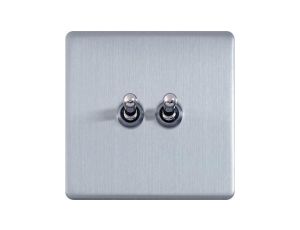 Govena Metal Włącznik uchylny podwójny steel stal szczotkowana METZ2ET2SS-D