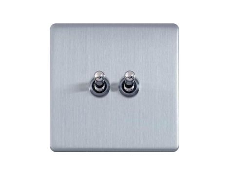 Govena Metal Włącznik uchylny podwójny steel stal szczotkowana METZ2ET2SS-D