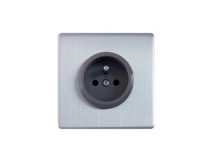 Govena Metal gniazdo STEEL Z/K ze stykiem kołkowym stal szczotkowana z kołnierzem zewnętrznym