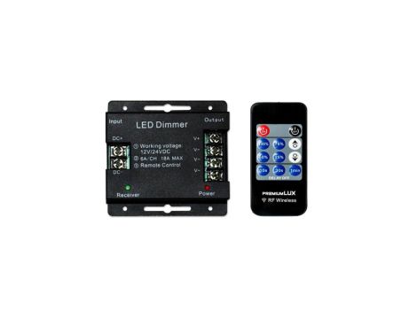 Ściemniacz LED RF 216W 12V 24V 18A czarny pilot radiowy 11 key