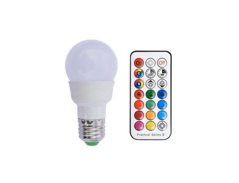 Żarówka E27 RGBWW 3W (3W RGB+ 3W WW) rgb + ciepła biała + pilot