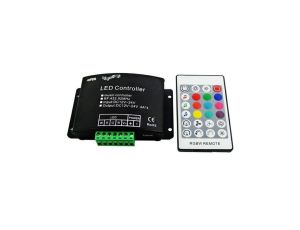 Kontroler led audio RGBW RF 24 key 192W 12/24VDC czarny radiowy 433.92MHz muzyczny LUX02924