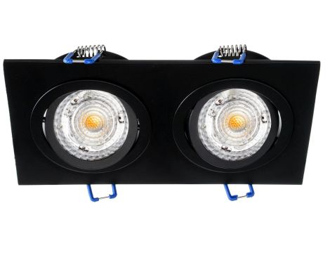 Oprawa sufitowa halogenowa wpuszczana aluminiowa JOTA K/2 podwójna czarna matowa + czarny pierścień (ring wewnętrzny) LUX02878