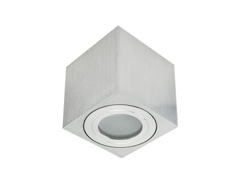 Oprawa sufitowa ERMETICO-K-S srebrna szczotkowana kwadrat 1xgu10 natynkowa nad prysznic hermetyczna ip44 łazienkowa