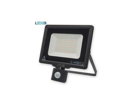 Naświetlacz oprawa led MHC 50W czarnyPIR 6000K zimna biała 4000lm z czujnikiem ruchu PIR