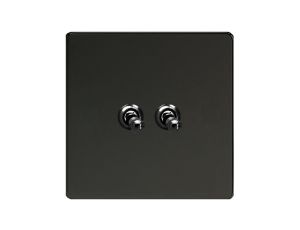 Govena Metal Włącznik uchylny podwójny kolor czarny mat + czarne irydium 10A 230V dźwigniowy