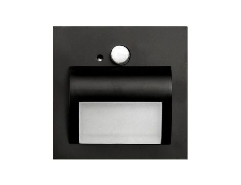 Oprawa Beryl PIR czarna ciepła 3000K 1,5W 12V DC 9 led smd 3014 kwadrat do puszki fi 60 z czujką ruchu PIR