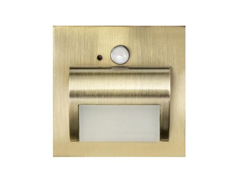 Oprawa Beryl PIR mosiądz ciepła 3000K 1,5W 12V DC 9 led smd 3014 kwadrat do puszki fi 60 z czujką ruchu PIR
