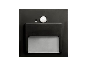 Oprawa Ontario PIR czarna 1,5W zimna 12V DC 9 led smd 3014 kwadrat do puszki fi 60 z czujką ruchu PIR