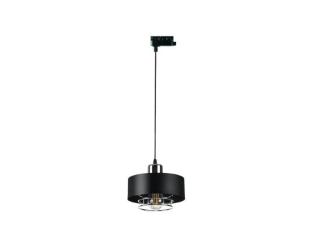 Lampa LOFT fi-200 1xE27 wisząca 1F na szynę 1-fazową szynoprzewód LUXsystem-1F czarno srebrna LUX02169
