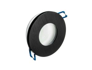 Oprawa Neptun DELUXE okrągła hermetyczna IP44 czarna szczotkowana drapana aluminiowa z szybką szron