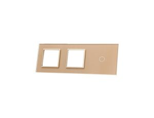 Livolo SZAMPAŃSKI METALIZOWANY PANEL SZKLANY 1 + PODWÓJNE MIEJSCE NA GNIAZDO 701GG-63