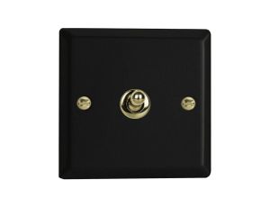 Govena Prestige Glamour Style łącznik uniwersalny schodowy kolor czarny mat złoty uchylny dźwigniowy 10A 230V 91x91mm