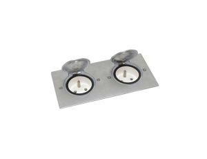 FLOOR BOX puszka podłogowa INOX 2 x gniazdo podłogowe z/u IP44