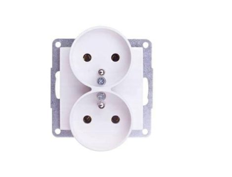 POLO Fiorena Gniazdo podwójne z/u 16A IP20 biały połysk - pasuje do ramek montowanych poziomo B.kwadrat