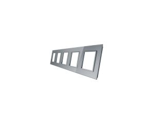 Livolo PIĘCIOKRTONA SREBRNA METALIZOWANA RAMKA SZKLANA 364 x 80mm GPF-5-64