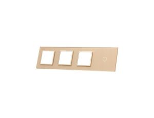 Livolo SZAMPAŃSKI METALIZOWANY PANEL SZKLANY 1 + POTRÓJNE MIEJSCE NA GNIAZDO 701GGG-63