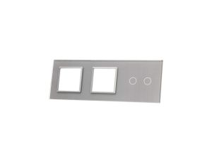 Livolo SREBRNY PANEL SZKLANY 2 + PODWÓJNE MIEJSCE NA GNIAZDO 702GG-64