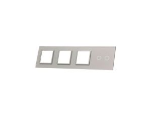 Livolo SREBRNY METALIZOWANY PANEL SZKLANY 2 + POTRÓJNE MIEJSCE NA GNIAZDO 702GGG-64