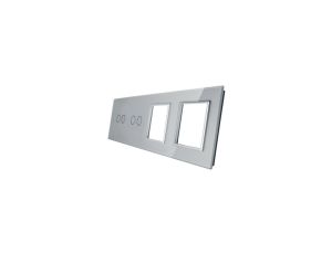 Livolo SREBRNY METALIZOWANY PANEL SZKLANY 2+2 + PODWÓJNE MIEJSCE NA GNIAZDO 7022GG-64