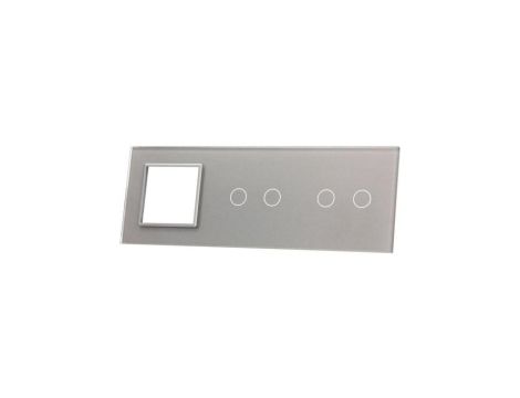 Livolo SREBRNY PANEL SZKLANY 2+2+ MIEJSCE NA GNIAZDO 7022G-64