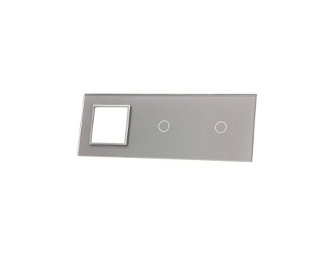 Livolo SREBRNY PANEL SZKLANY 1+1+ MIEJSCE NA GNIAZDO 7011G-64