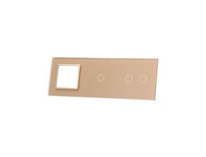 Livolo SZAMPAŃSKI METALIZOWANY PANEL SZKLANY 2+1+ MIEJSCE NA GNIAZDO 7021G-63