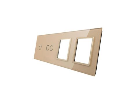 Livolo SZAMPAŃSKI METALIZOWANY PANEL SZKLANY 1+2 + PODWÓJNE MIEJSCE NA GNIAZDO 7012GG-63