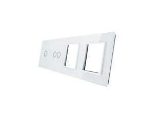 Livolo BIAŁY PANEL SZKLANY 1+2 + PODWÓJNE MIEJSCE NA GNIAZDO 7012GG-61