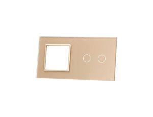 Livolo SZAMPAŃSKI METALIZOWANY PANEL SZKLANY 2 + MIEJSCE NA GNIAZDO 702G-63