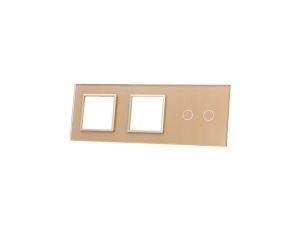 Livolo SZAMPAŃSKI METALIZOWANY PANEL SZKLANY 2 + PODWÓJNE MIEJSCE NA GNIAZDO 702GG-63