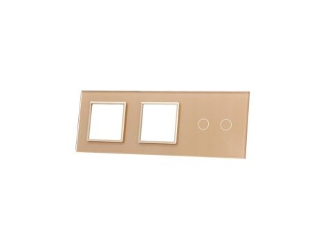 Livolo SZAMPAŃSKI METALIZOWANY PANEL SZKLANY 2 + PODWÓJNE MIEJSCE NA GNIAZDO 702GG-63