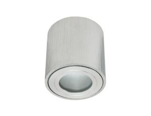 Oprawa sufitowa ERMETICO-O-S srebrna szczotkowana okrągła 1xgu10 natynkowa nad prysznic hermetyczna ip44 łazienkowa