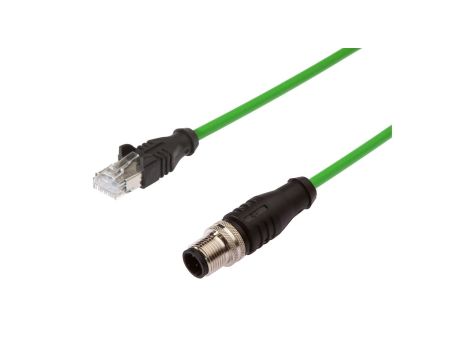 Złącze do samokonfekcjonowania M12 proste męskie 4-PINowe końcówka RJ45 męska 4-PINowa 4x0.14mm 50V -30 stC IP67 VK208F25