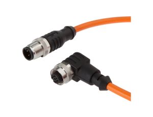 Kabel połączeniowy, 0,6 m, M12 żeński (gniazdo) 4-pinowy kątowy, M12 męski (złącze) 4-pinowy prosty, VK06RF21