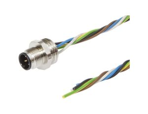 Akcesoria, Wtyczka do zabudowy, kompletna, 30V, M12 5-PIN, IP67, Mocowanie śrubowe M16, Długość żył 0,5m AV98C308