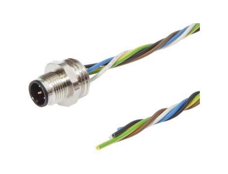 Akcesoria, Wtyczka do zabudowy, kompletna, 30V, M12 5-PIN, IP67, Mocowanie śrubowe M16, Długość żył 0,5m AV98C308